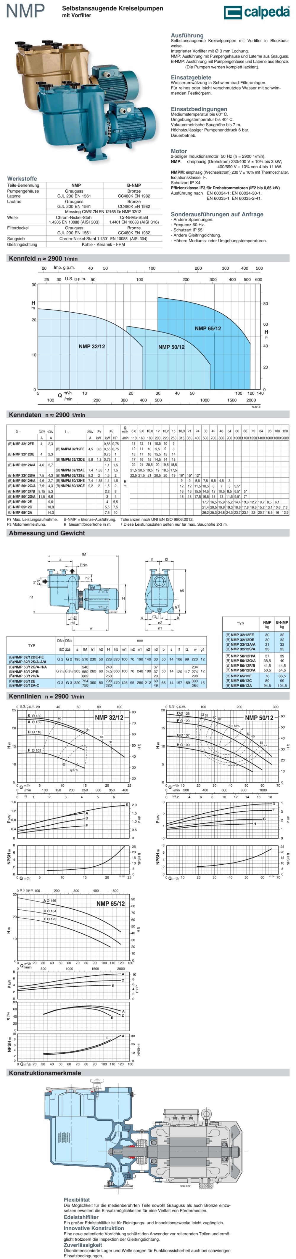 Calpeda Datenblatt NMP 32/12A/A