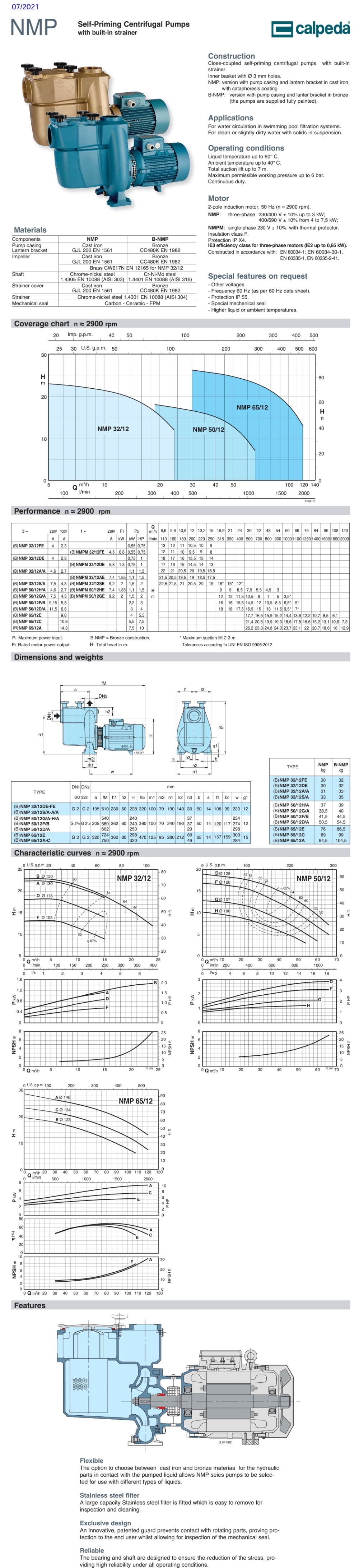 Calpeda Data Sheet NMP 32/12A/A