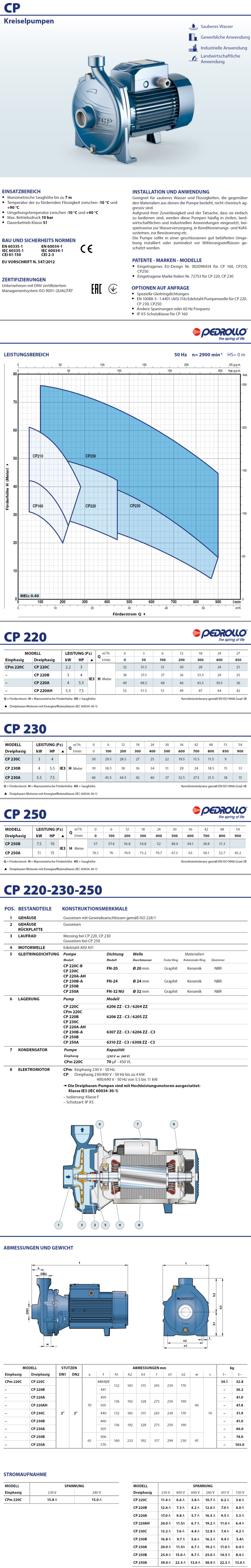 Pedrollo Datenblatt CPm 220 C