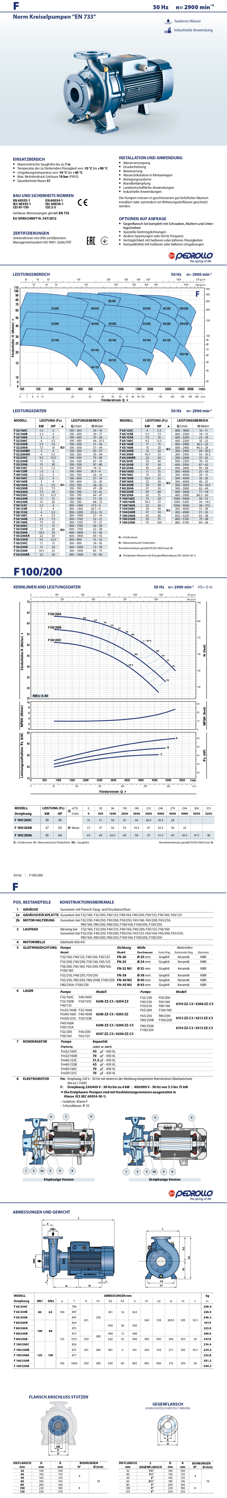 Pedrollo Datenblatt F 100/200A