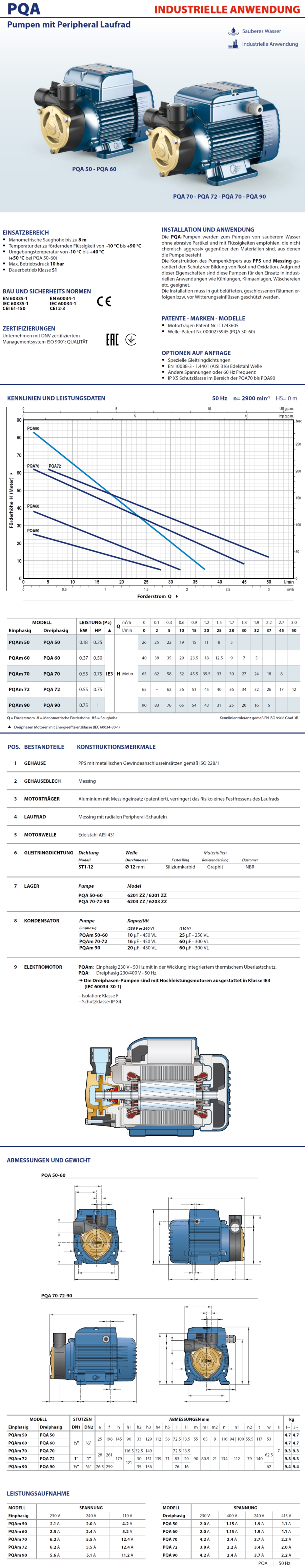 Pedrollo Datenblatt PQA60