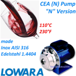 Lowara CEA(N) - Pompa centrifuga monogirante AISI316 con elastomeri EPDM - CEAM 70/3N - 0,37kW 0,5Hp 1x220/240V 50Hz